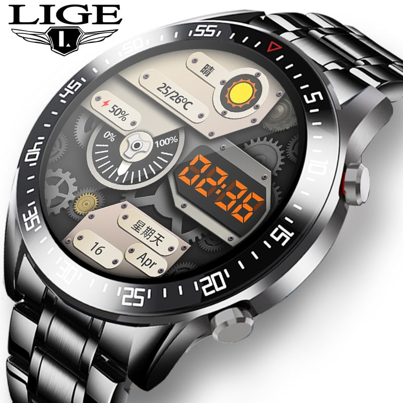 Steel Smartwatch with Full Touch Screen and IP68 Waterproof for Men