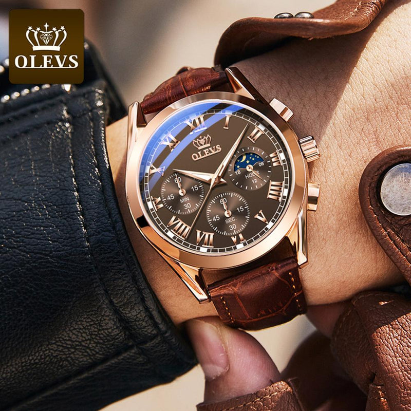 2020 New OLEVS Mens Watches Fashion Business Waterproof Quartz Wrist Watch Men Top Brand Luxury Leather Strap Sport Clock Male