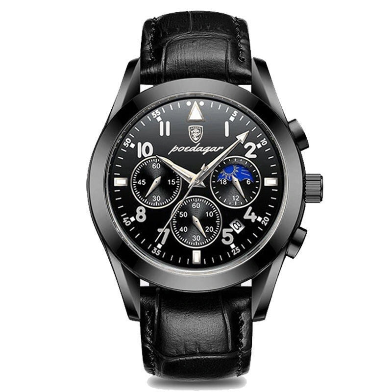 Rose Gold Leather Waterproof Luminous Watch for Men