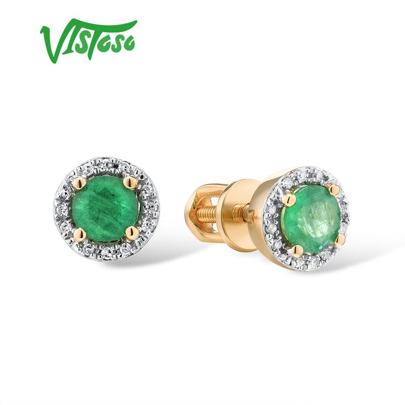 14K Yellow Gold Emerald, Sapphire, and Ruby Stud Earrings for Women