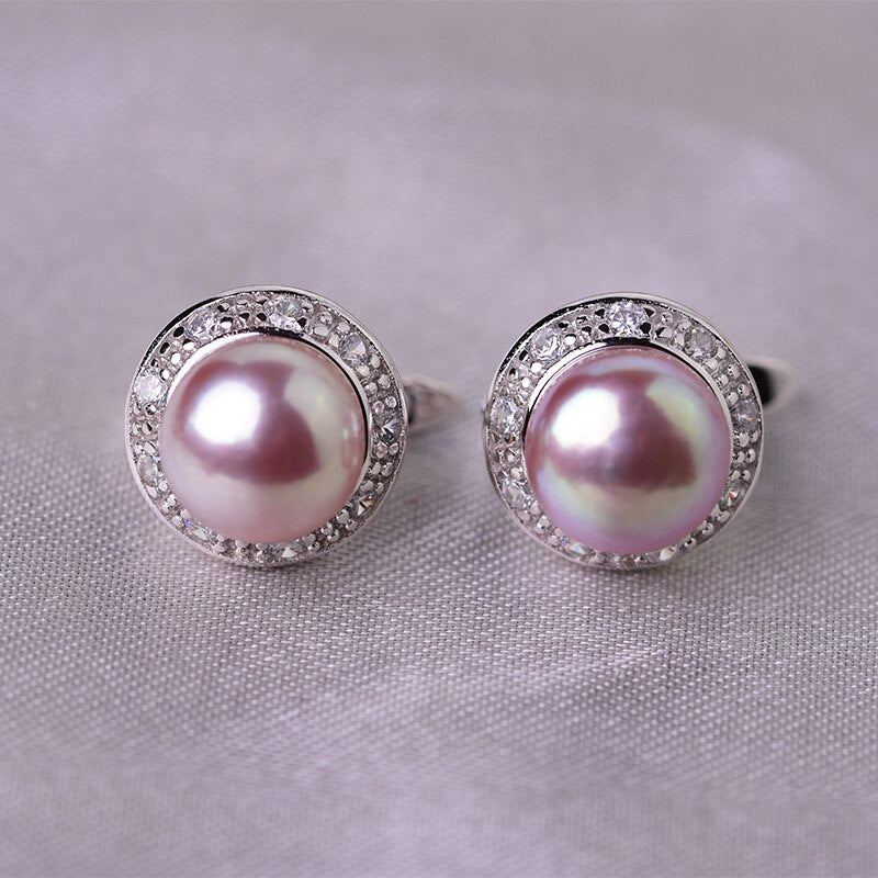 YIKALAISI 925 Sterling Silver Natural Colorful 8-9mm Pearl Stud Earrings
