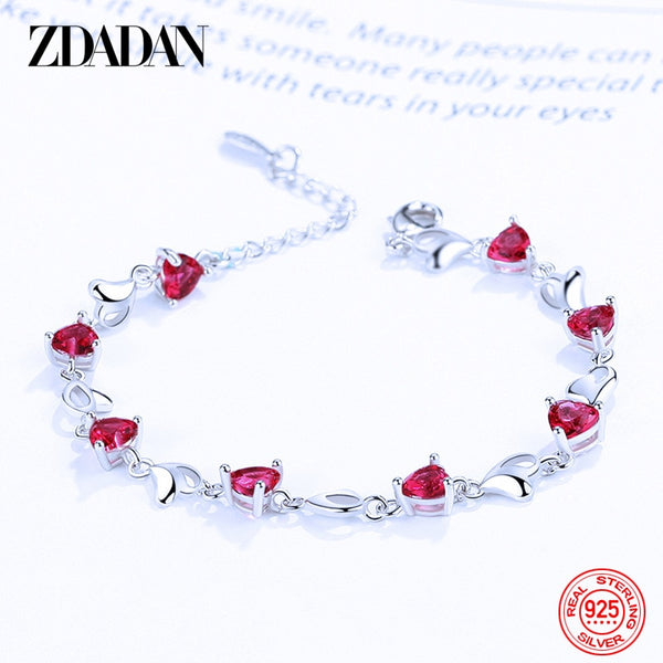 Sterling Silver Ruby Bracelet Chain for Women