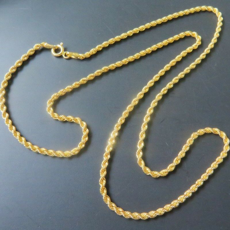 18k Yellow Gold Au750 Rope Chain Necklace