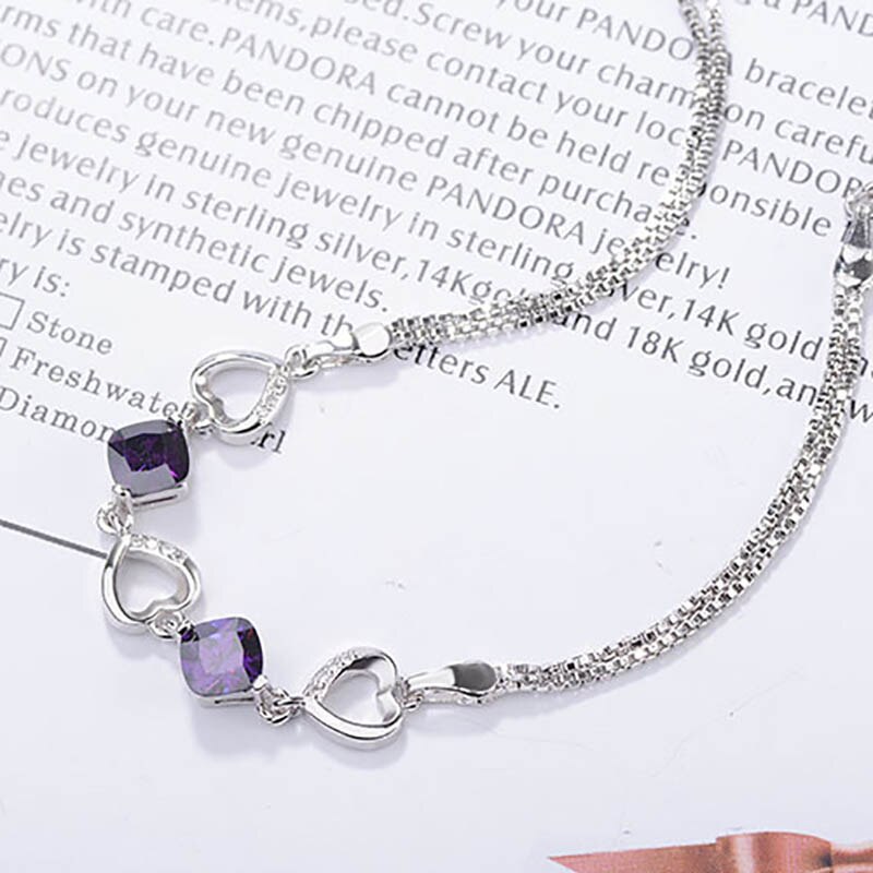 Cellacity Trendy Amethyst Bracelet in 925 Sterling Silver