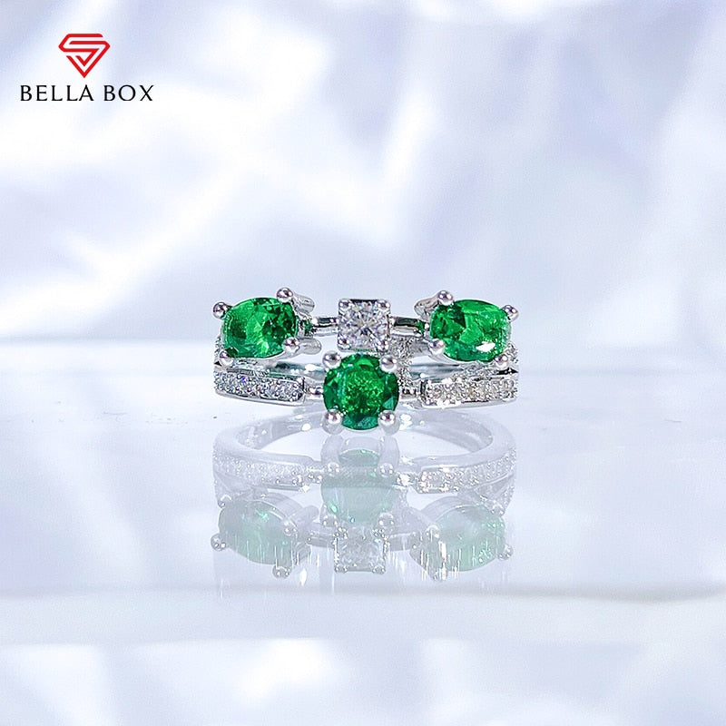 925 Sterling Silver Emerald Zircon Ring for Women
