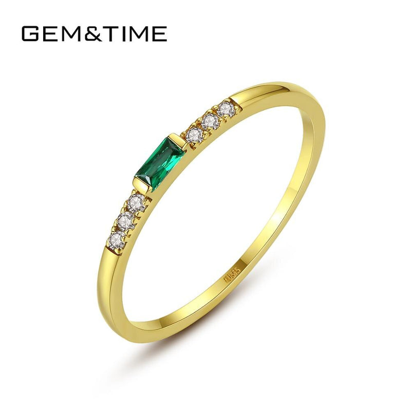 Gem&Time Pure 14K 585 Gold Emerald Ring