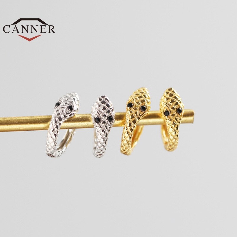 CANNER 925 sterling silver small round earring for women zirconia snake hoop earrings silver 925 fashion jewelry for women men