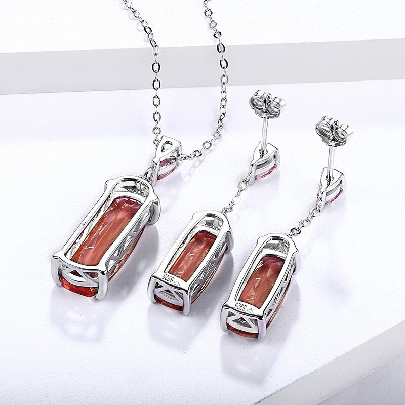 Top Quality 10 Carats Created Zultanite Color Change Necklace & Earrings Jewelry Set Solid 925 Sterling Silver