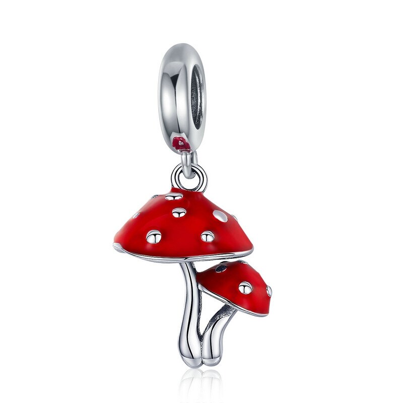 BISAER Red Beads fit Pandora Original Bracelets 925 Sterling Silver