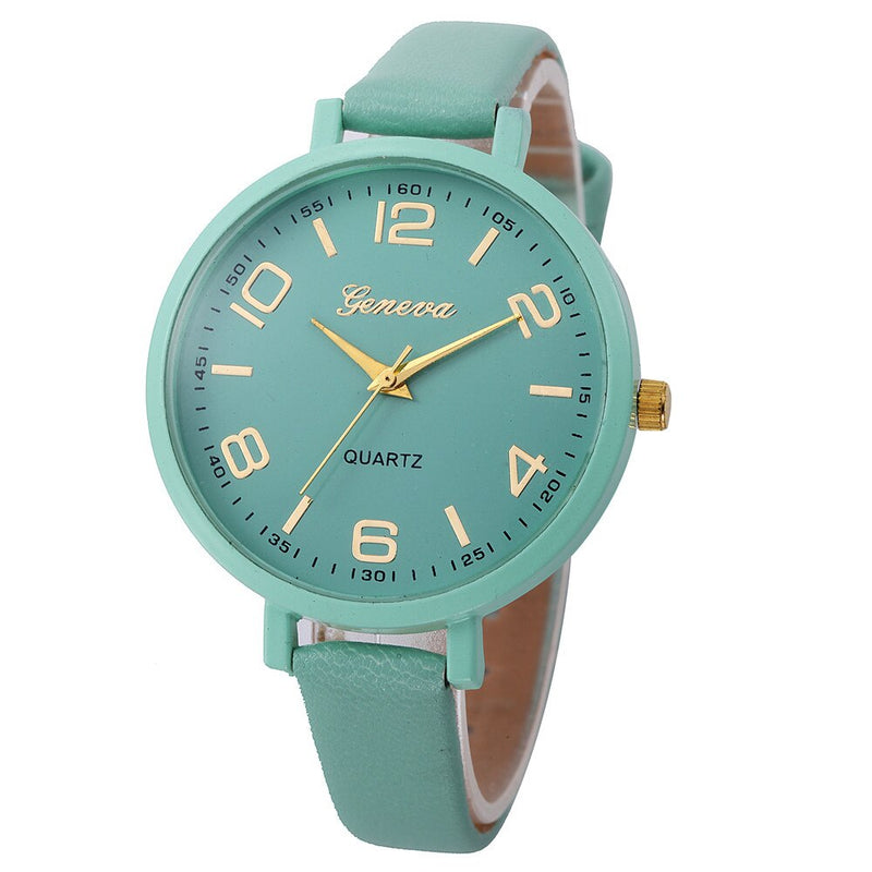 New Geneva Fashion Women Watches Hot Sale Leather Belt Bracelet Simple Dropshipping Digital steel dial Quartz Wrist Female Clock