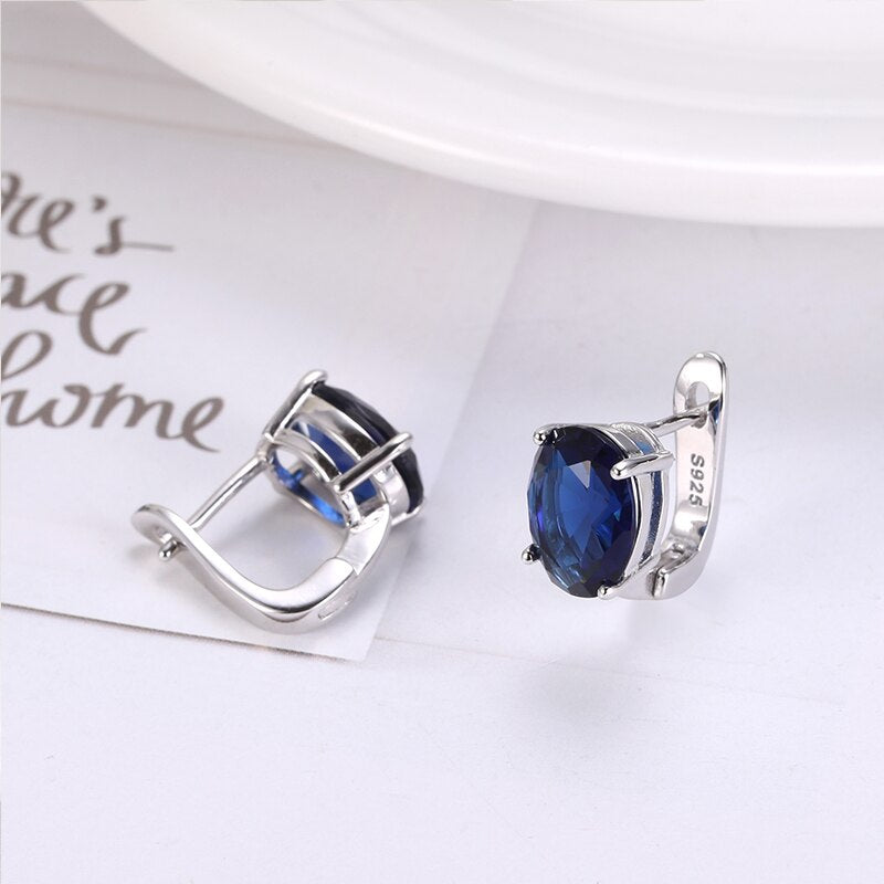 925 Silver Sapphire Lab Diamond Earrings for Women