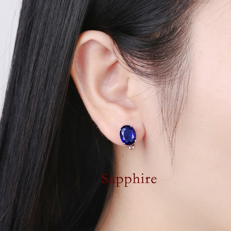 925 Silver Sapphire Lab Diamond Earrings for Women