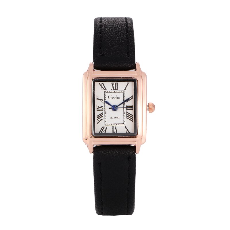 Rectangular classic retro style rose gold luxury couples watch fashion business mens watch simple quartz womens wristwatches