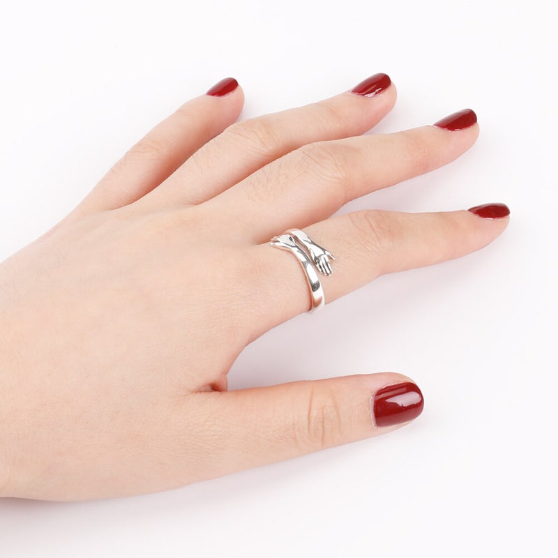 925 Sterling Silver Love Hug Ring Open Stacking Rings For Women Gift Lovers Retro Statement Fashion Trend Jewelry