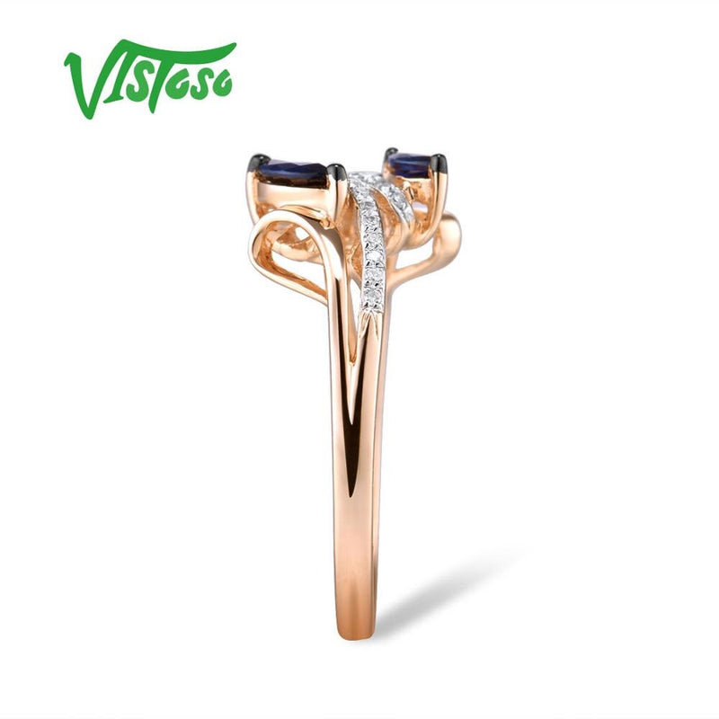 14K Rose Gold Blue Sapphire Ring