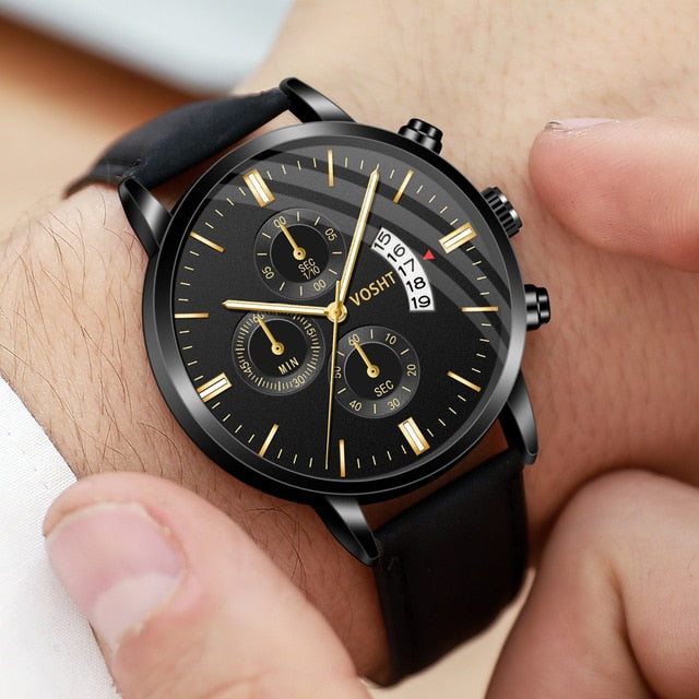 Men Watches Luxury Brand Mens Military Sport Leather Quartz Wrist Watch Men Casual Date Calendar Watch relogio masculino
