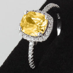 CC Rings For Women 925 Silver Bridal Wedding Cubic Zirconia Rectangle Pink/Yellow Stone Engagement Ring Bijoux Femme CC596
