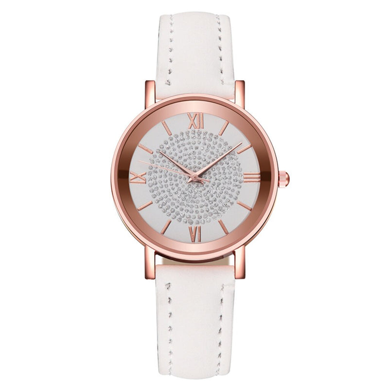 New Fashion Watches Quartz Leather Watch Alloy Female Stainless Steel Dial Wristwatch Analog Casual Bracele Watch Montre Femme