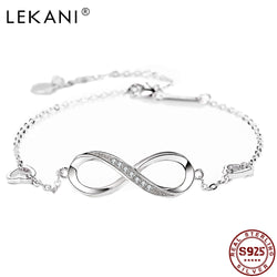 LEKANI 925 Sterling Silver Infinity Womens Adjustable Friendship Bracelet Engagement Creative 2020 New Fashion Zircon Bracelet