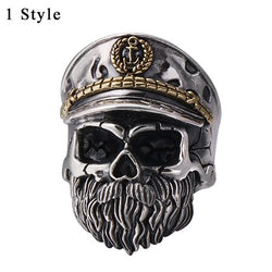 925 Sterling Silver Pirate Captain Skull Ring