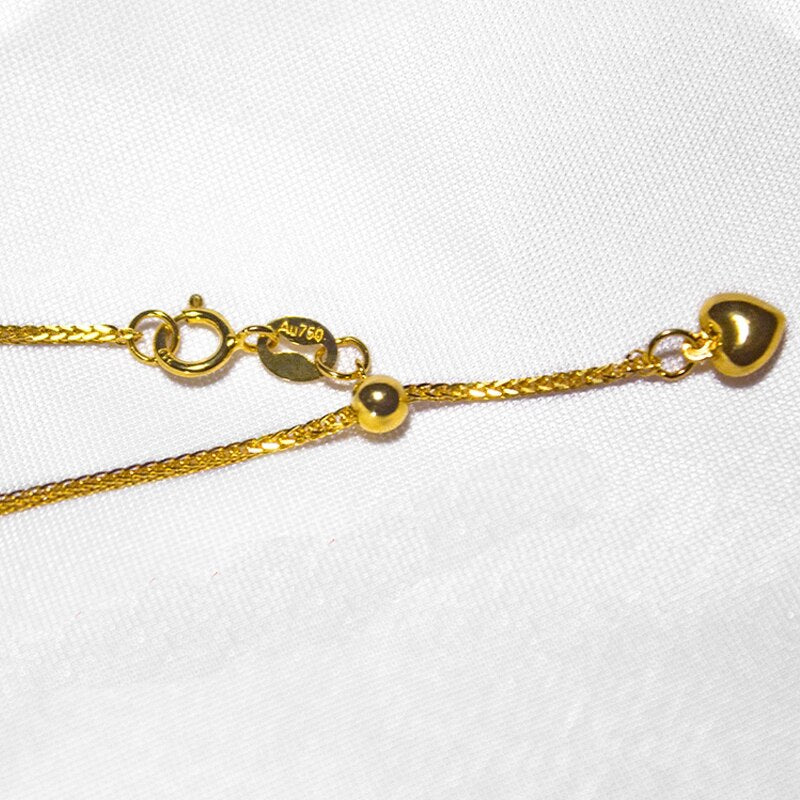 18K Yellow Gold Heart Charm Pendant Necklace for Women