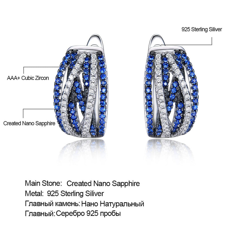 Sterling Silver 925 Sapphire Clip Earrings for Women