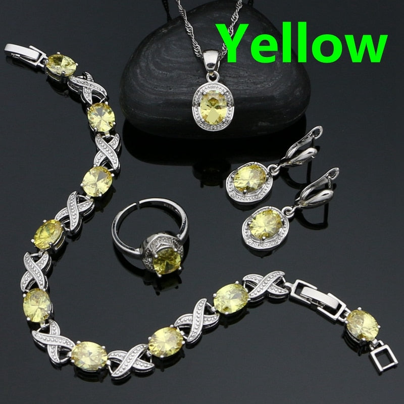 Sterling Silver Black Stone Jewelry Set for Women