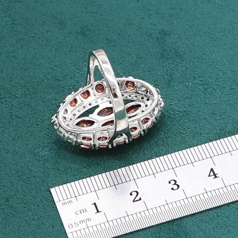 925 Silver Red Garnet Jewelry Set for Women