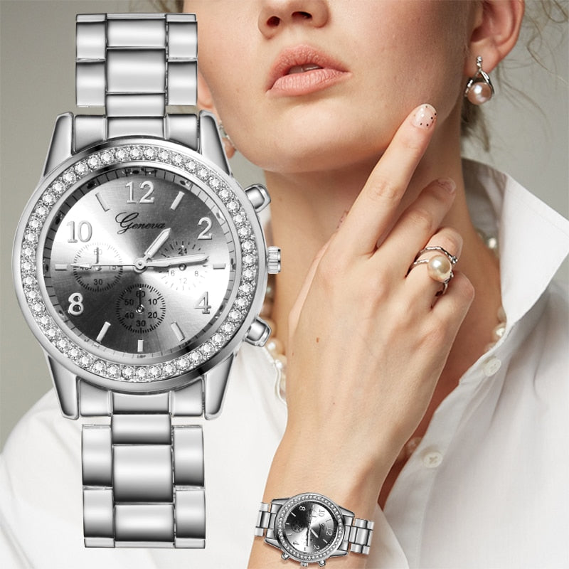Reloj Mujer Fashion Rhinestone Women Quartz Wristwatch