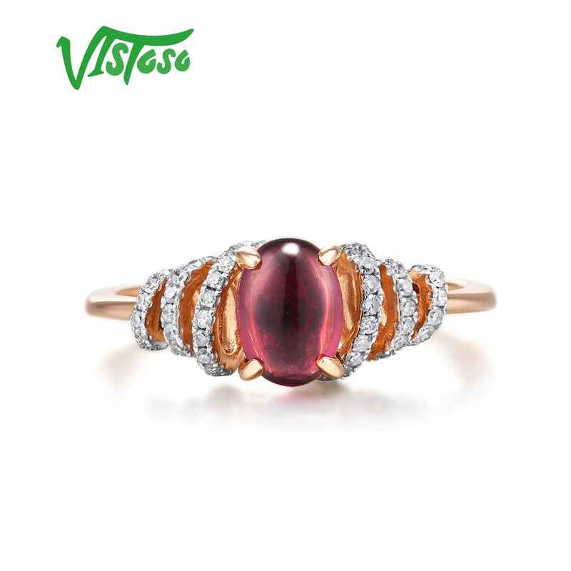 14K Rose Gold Rhodolite Garnet Ring for Women