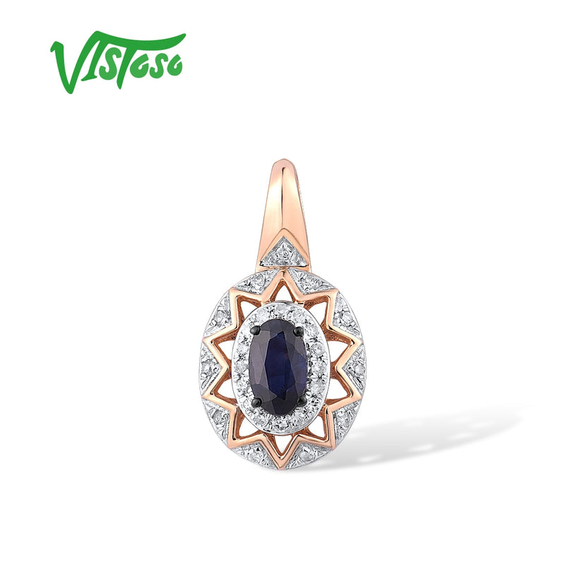 14K Rose Gold Diamond and Sapphire Pendant for Women