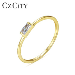 CZCITY 14K 585 Yellow Gold CZ Anillos De Ouro Pur Ring