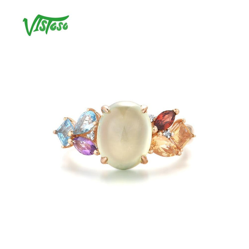 14K Rose Gold Sparkling Diamond and Gemstone Ring for Ladies