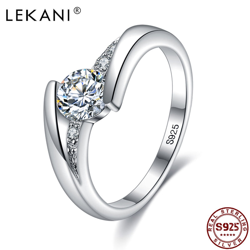 925 Sterling Silver Ring with 5A Clear Cubic Zircon for Women