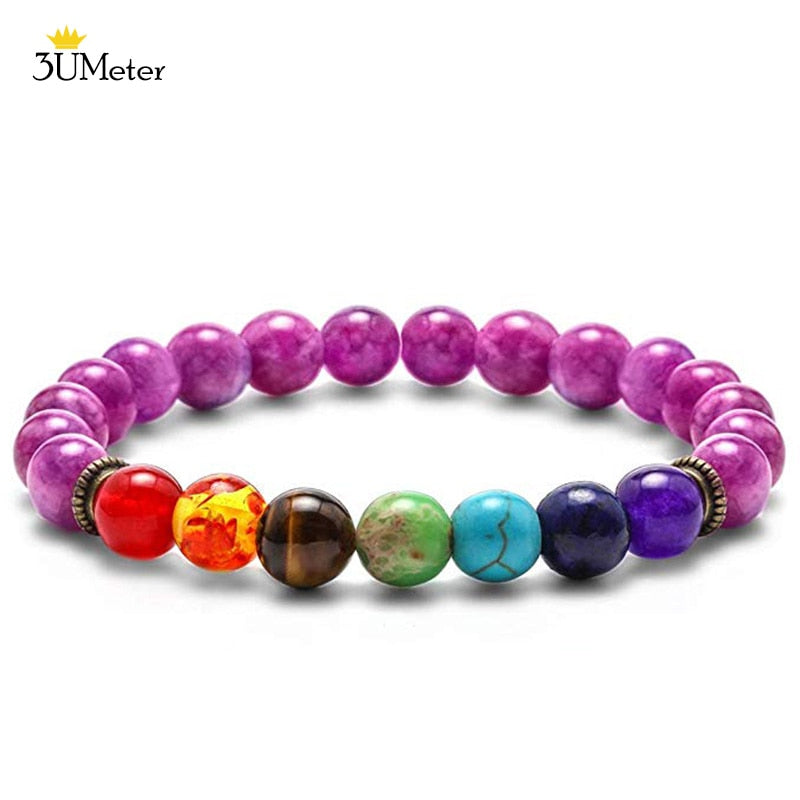 Natural Stone 7 Chakra Tiger Eye Beads Bracelet for Men Women