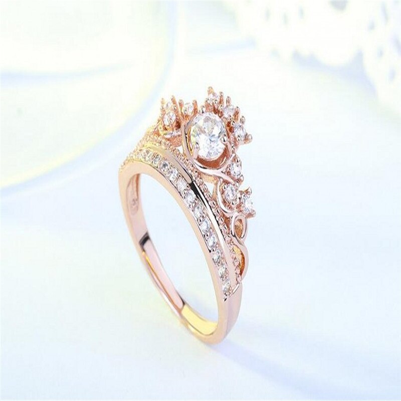 2020 Top Sell Crown Wedding Ring Luxury Jewelry 925 Sterling Silver&Gold Fill Round Cut Promise Women Wedding Engagement Ring