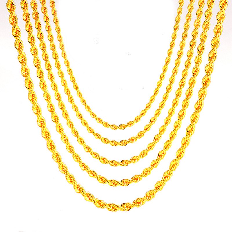 18k Yellow Gold Twist Rope Chain Necklace for her