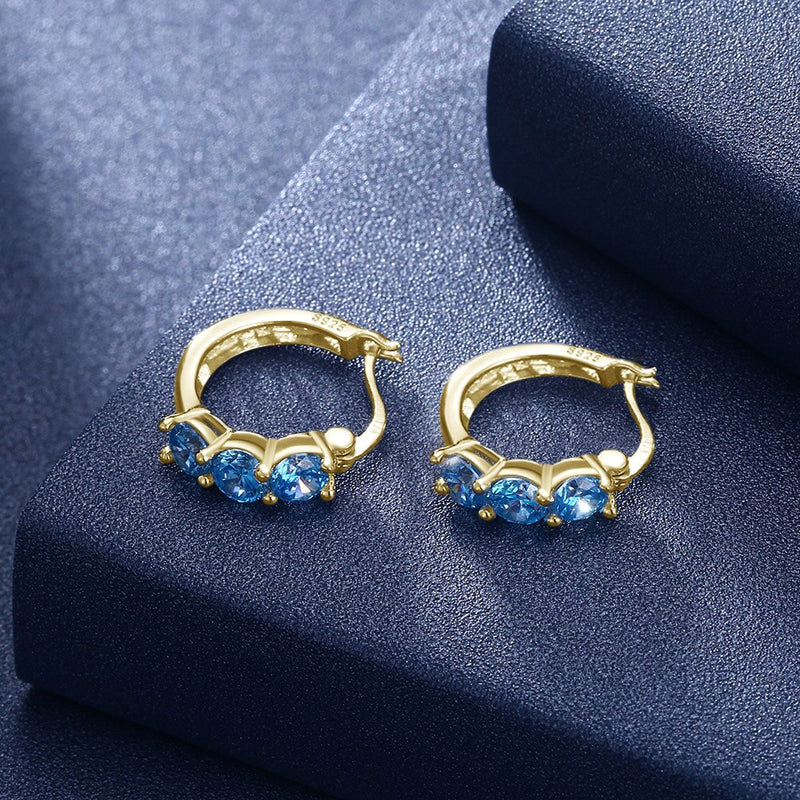 LEKANI 925 Sterling Silver Shiny Clear Cubic Zirconia Earring For Women Luxury 4 Color Hoop Earrings Wedding Fine Jewelry Best