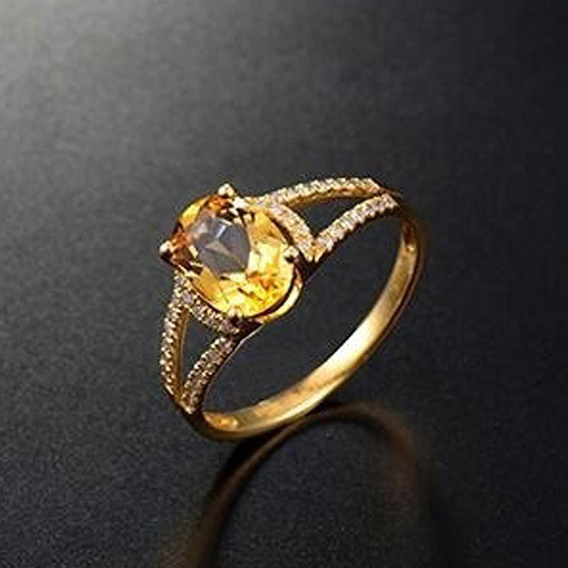 Bali Jelry Classic 925 Silver Rings Jewelry Oval Shaped Citrine Zircon Gemstones Accessories for Women Wedding Engagement Ring