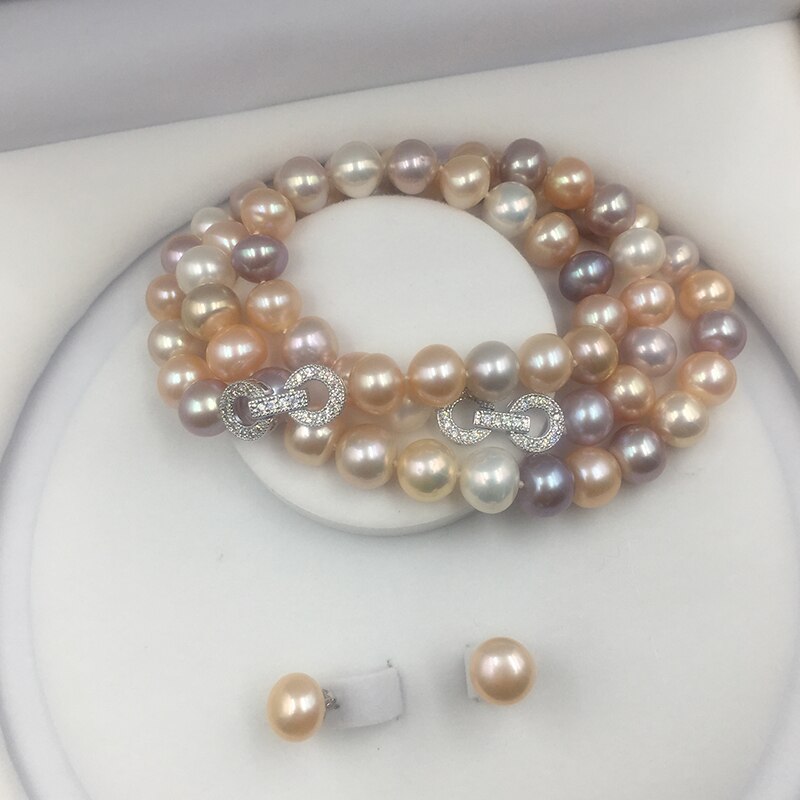 Freshwater Pearl Necklace, Bracelet, and Earring Set for Women