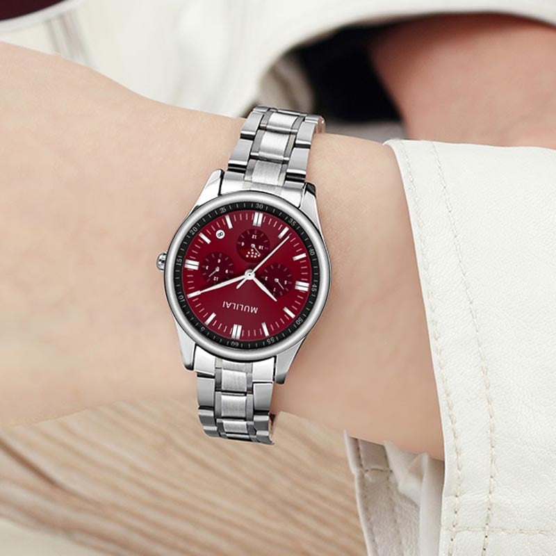 Stainless Steel Rhinestone Quartz Watch for Women