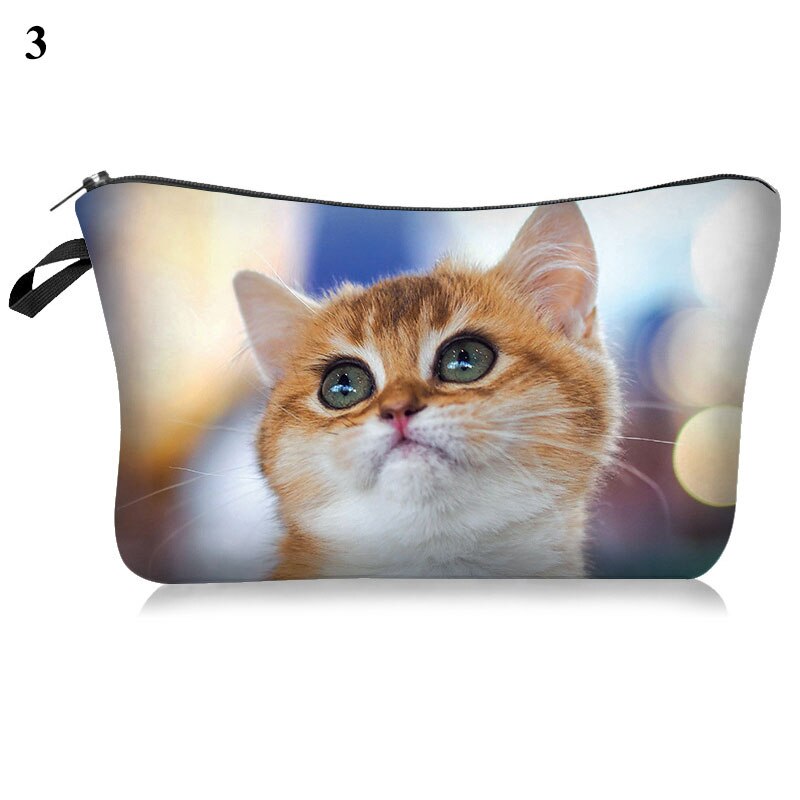 Toiletry Tool Makeup Bag Case Cosmetic Cartoon Bag Cat and Mouse Animal Printing Organizer Bag Travel Case Cute Polyester Pouch