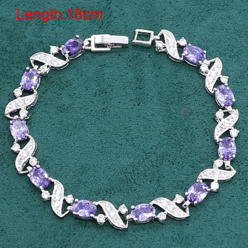 Sterling Silver Purple Amethyst Jewelry Set for Women