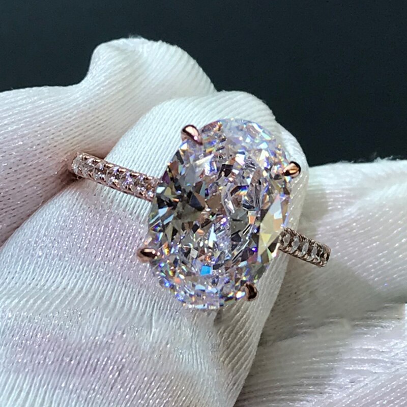 Rose Gold 4CT Oval Moissanite Engagement Ring for Women