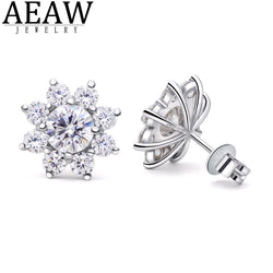 White Gold Round Moissanite Stud Earrings 1.0ctw for her.