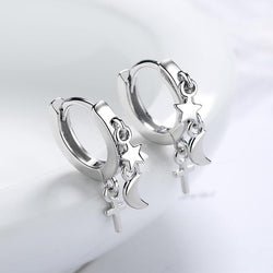 KOFSAC Cute Star Moon Earrings 925 Sterling Silver