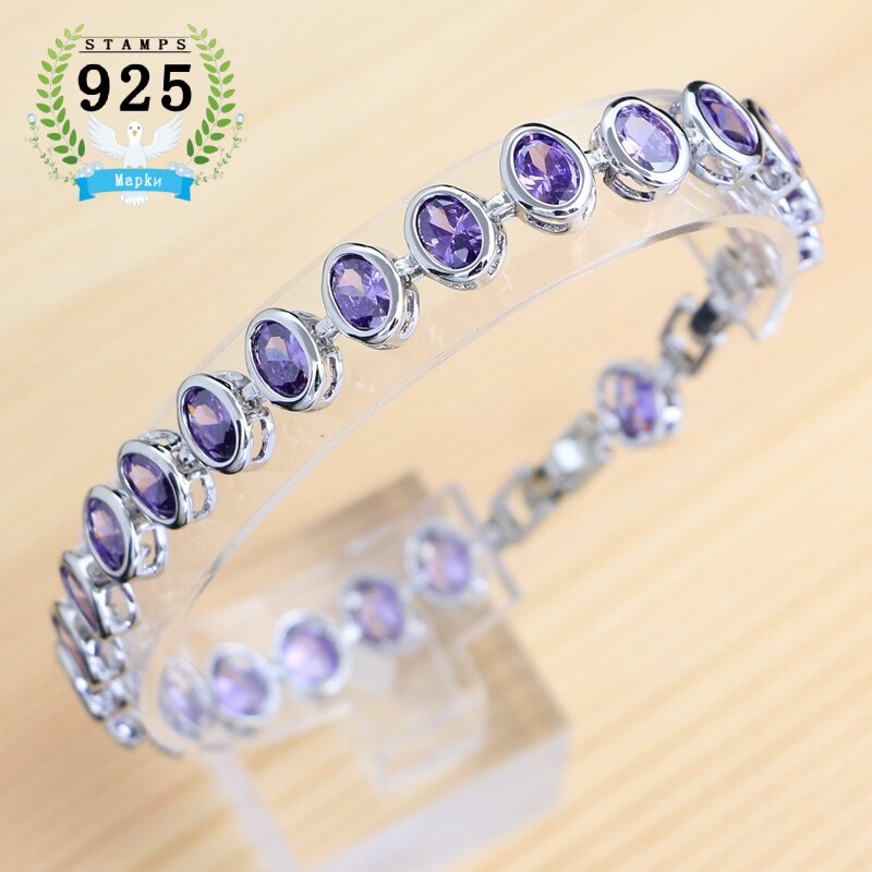 925 Sterling Silver Sapphire Bracelet, Adjustable 19cm+2cm, for Woman