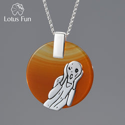 Sterling Silver Agate "The Scream" Pendant for Women