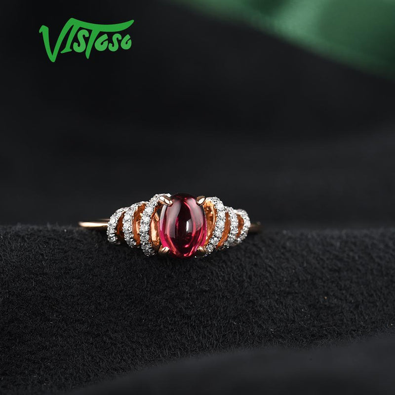 14K Rose Gold Rhodolite Garnet Ring for Women