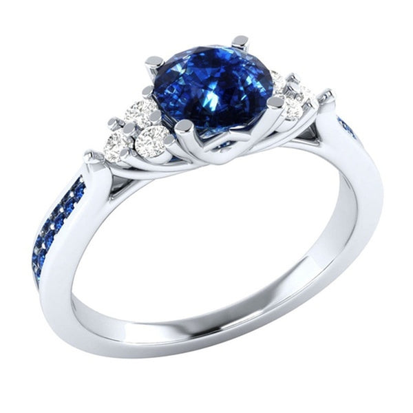 Genuine Natural Sri Lanka Sapphire S925 Sterling Silver Ring Birthstone Engagement Design Ring Ladies Blue Gemstone Fashion Ring
